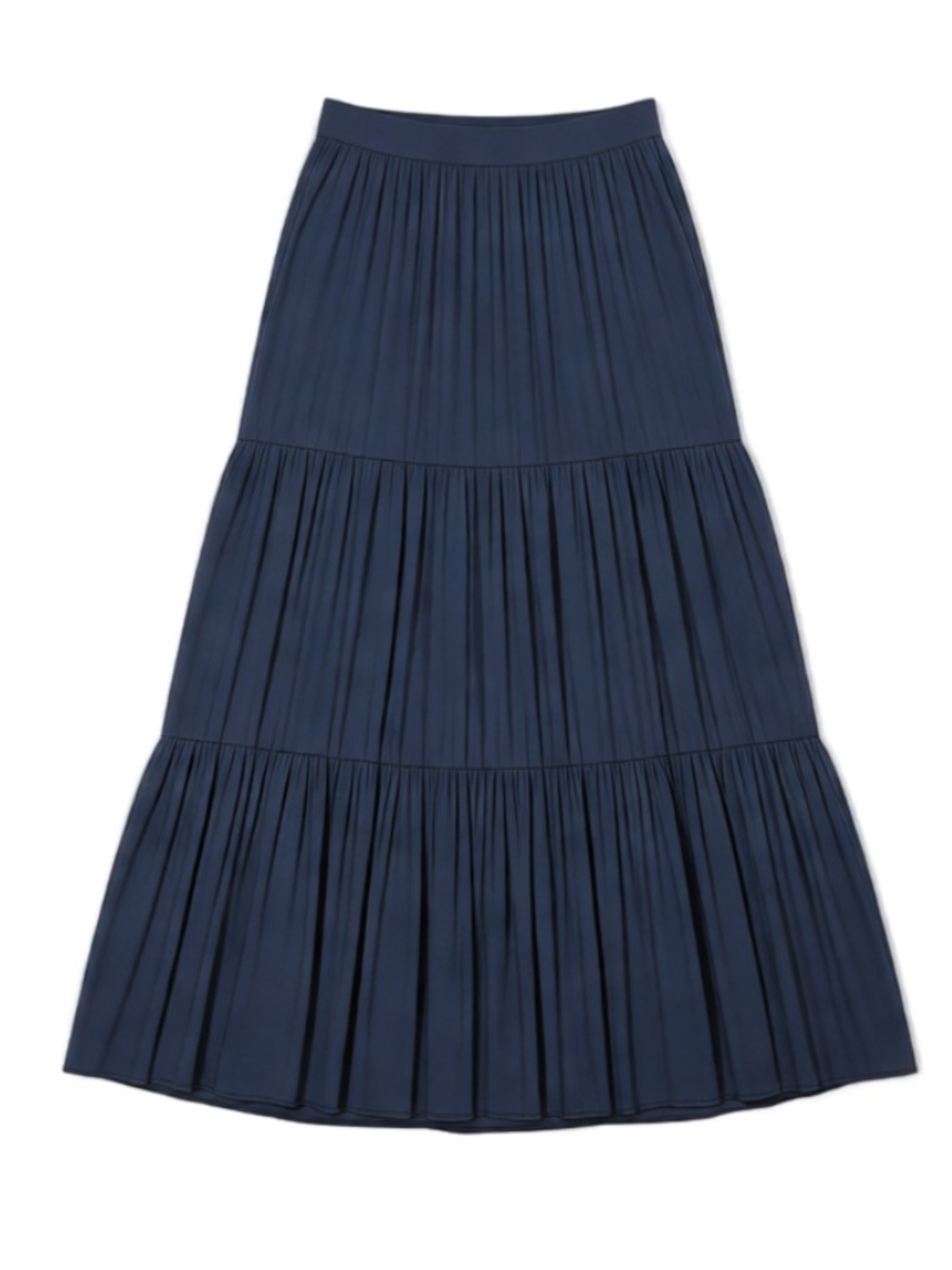 Nine West Dark Navy Tiered Pleated Maxi Skirt with POCKETS